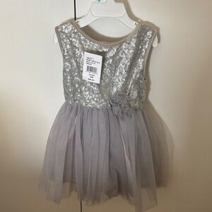 Popatu Silver Sequin Kids Dance Costume